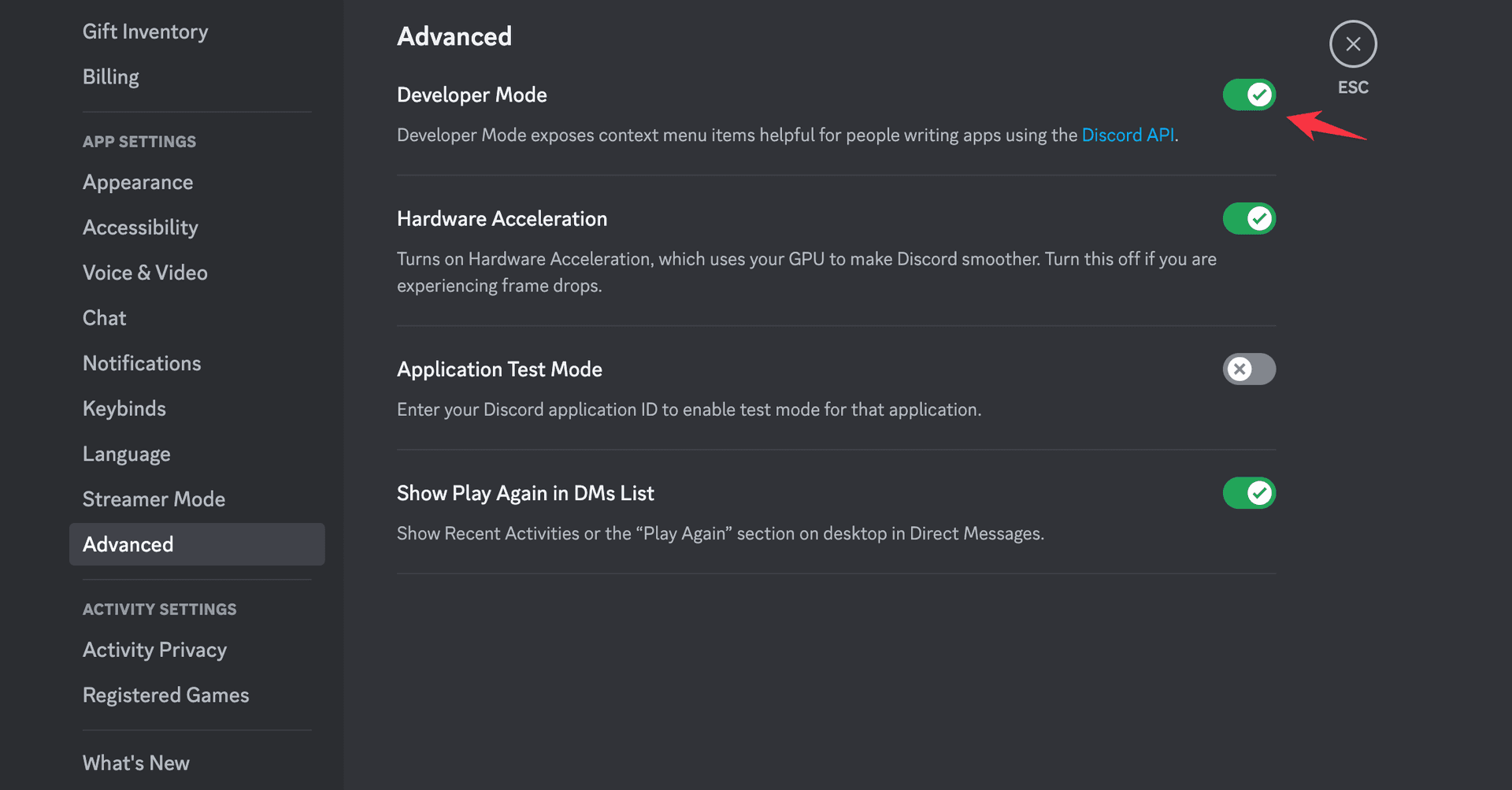 Discord Developer Mode